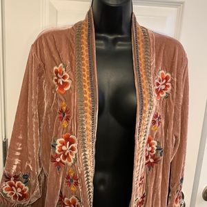 NWOT. Time For Me velvet with embroidery kimono. Size 2x. Beautiful.